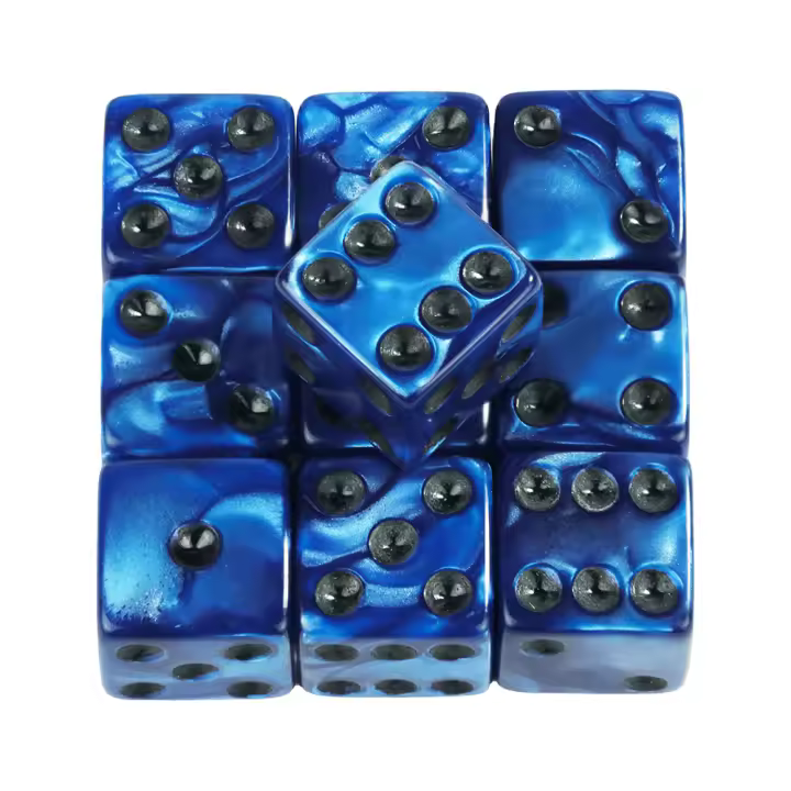 10PCs Dados De Juego De Mármol D6 16MM Cuadrados Corners Acrílico Divertimento Matemático Herramienta De Juego De Azar - 1