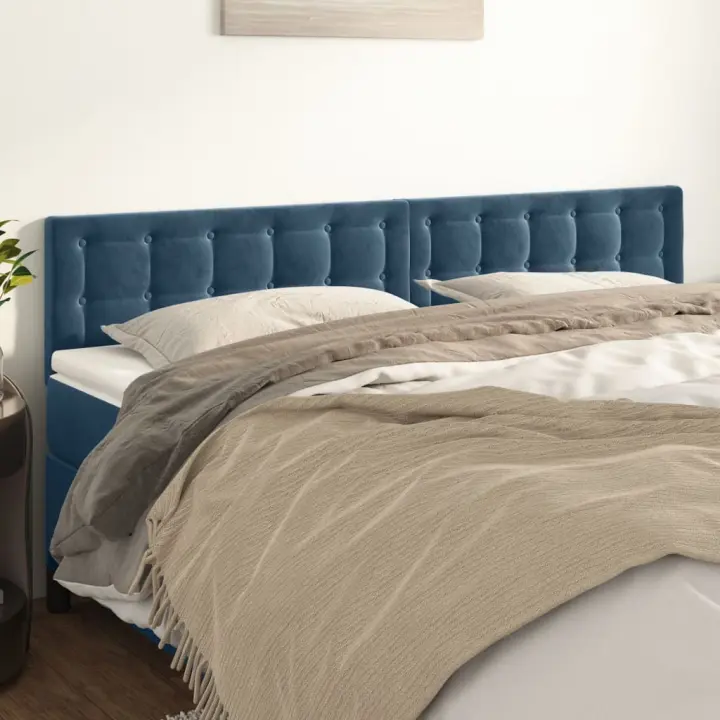 vidaXL Cabeceros 2 unidades de terciopelo azul oscuro 80x5x78/88 cm - 1