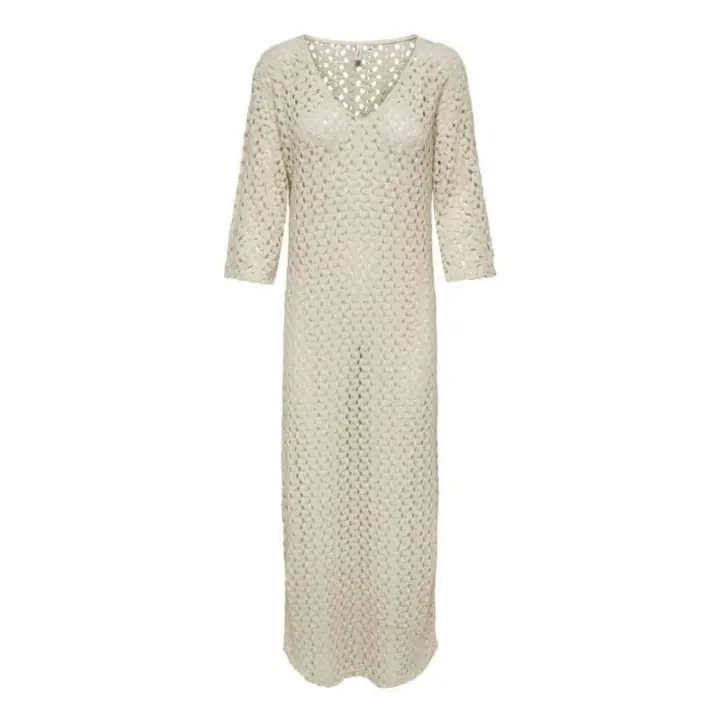 Vestido Only Lion 3/4 V-Neck para mujer en color beige - 1