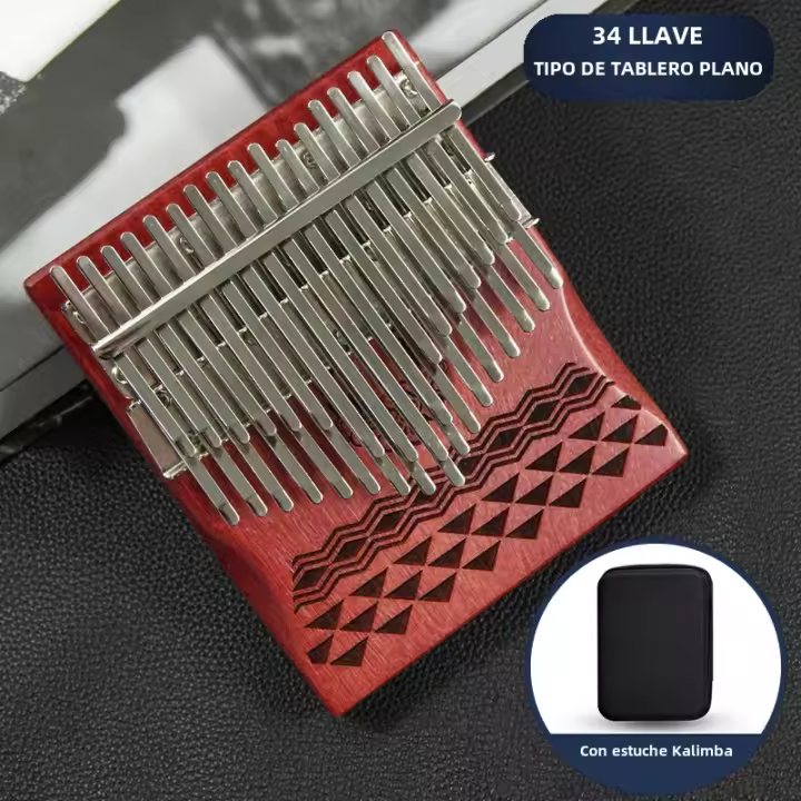 Kalimba Cromática De 34 Teclas Instrumento Musical De Madera Sólida Para Principiantes Y Adultos Con Accesorios Regalo - 1