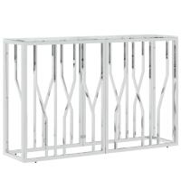Vidaxl Mesa Consola de Acero Inoxidable y Vidrio 110x30x70 Cm Plateado - details 0