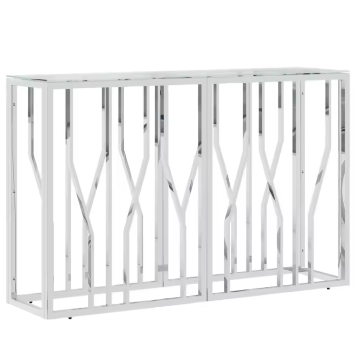 Vidaxl Mesa Consola de Acero Inoxidable y Vidrio 110x30x70 Cm Plateado - 1