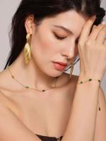 Medieval DE LA vitimia a Rayas pendientes colgantes de Concha Larga temperamento de moda de Maple de Titanium Chapado en oro de 18 Quilates pendientes de alta gama - details 5