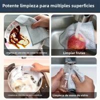 10pcs Paño De Limpieza Mágica Doble Cara Aumentada Con Alambre De Acero Para Cocina Limpieza De Ollas Y Platos Herramientas De Limpieza - details 10