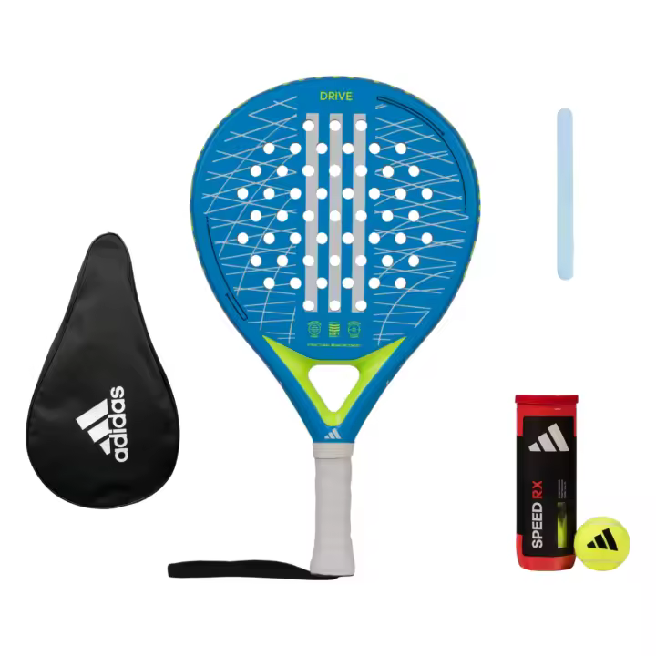 Pala de pádel Adidas DRIVE 3.3 Blue 24 + Funda Adidas + Protector Transparente + Bote de Pelotas Adidas RX Speed - 1