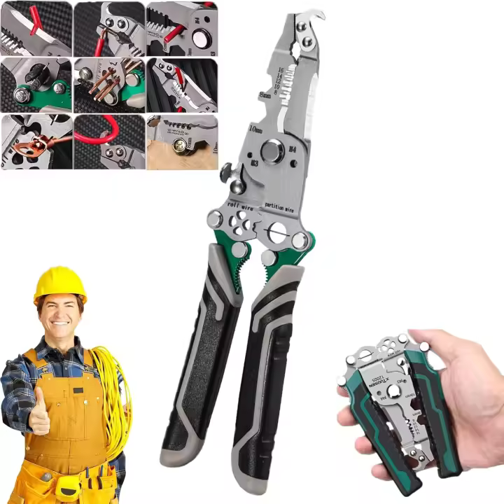 Pelacables plegable 18 en 1, pelacables profesional plegable multifuncional actualizado 2025, pelacables plegable conveniente pelacables alicates de prensado alicates de corte (2 piezas) - 1
