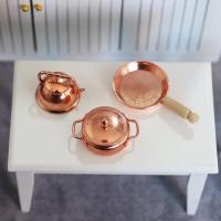 Set De 3 Piezas Para Muñecas 1:12 Casa De Muñecas Miniatura Sartén De Bronce Olla Cocina Utensilios De Cocina Accesorios Para Muñecas - details 0