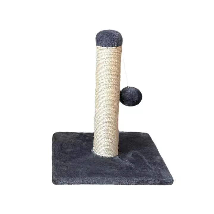 COTTECOTA-Poste rascador para Gatos de sisal con Juguete. 25 * 25 * 35 cm Pequeño, Color Gris y Rosa, Poste arbol rascador para gatos sisal y felpa resistente - 1