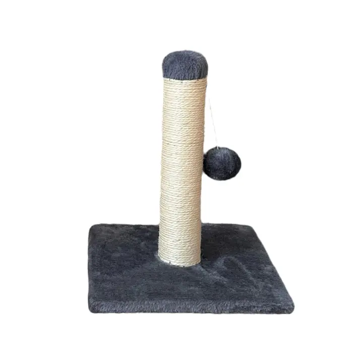 COTTECOTA-Poste rascador para Gatos de sisal con Juguete. 25 * 25 * 35 cm Pequeño, Color Gris y Rosa, Poste arbol rascador para gatos sisal y felpa resistente - 1
