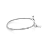 S925 sterling silver bear decorative ring & wire braided bracelet European and American fashion exquisite braided bracelet simple and versatile women's silver jewelry - details 12