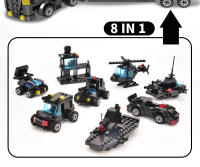 HUIQIBAO SWAT Camión De La Estación Policial Bloques De Construcción Modelo Para Niños Juguetes Educativos Helicóptero Y Coche De Figuras De La Ciudad - details 2
