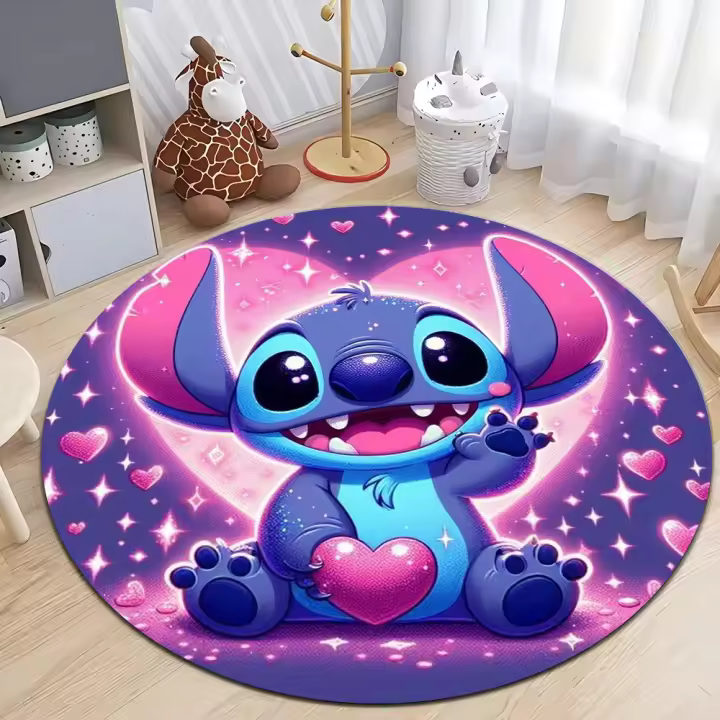 Alfombra Disney Stitch 3D Para Niños MINISO Alfombra Redonda Para Sala De Estar Dormitorio Decoración Del Sofá Tapetes De Área Para El Hogar - 1
