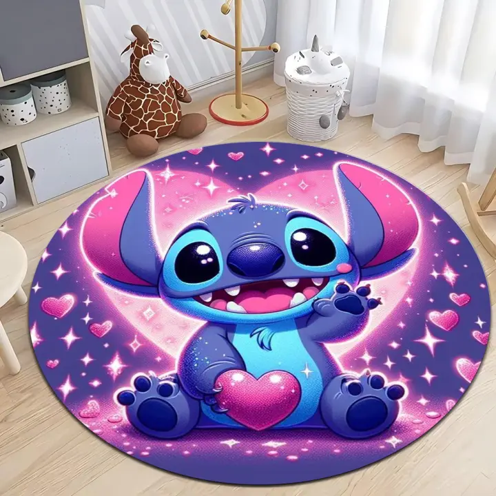 Alfombra Disney Stitch 3D Para Niños MINISO Alfombra Redonda Para Sala De Estar Dormitorio Decoración Del Sofá Tapetes De Área Para El Hogar - 1