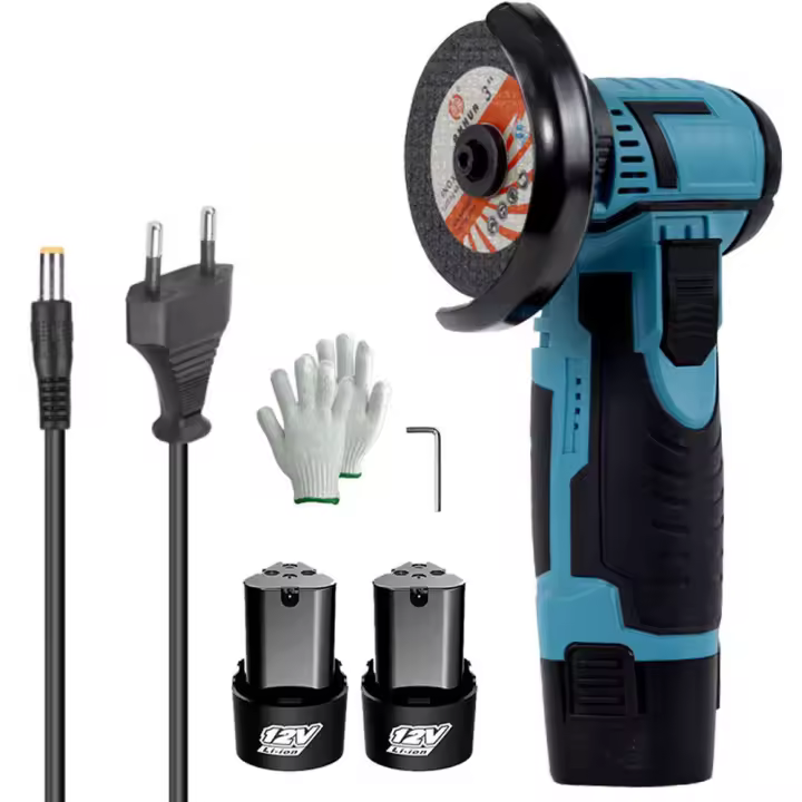 12V Electric Brushless Angle Grinder 19500RPM Cordless Grinding Polishing Machine Wood Stone Diamond Cutting Machine With 2 Battery - 1