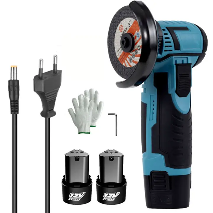 12V Electric Brushless Angle Grinder 19500RPM Cordless Grinding Polishing Machine Wood Stone Diamond Cutting Machine With 2 Battery - 1