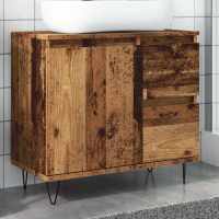 vidaXL Armario de baño madera contrachapada 65x33x60 cm en color Roble Sonoma/Madera antigua/Blanco y más | almacenamiento funcional diseño moderno para baño dormitorio sala - details 1