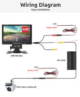 Monitor De Coche MJDOUD AHD Con Cámara Trasera Para Estacionamiento Visión Nocturna 1080P Pantalla 7 Pulgadas 1024*600 24V - details 13