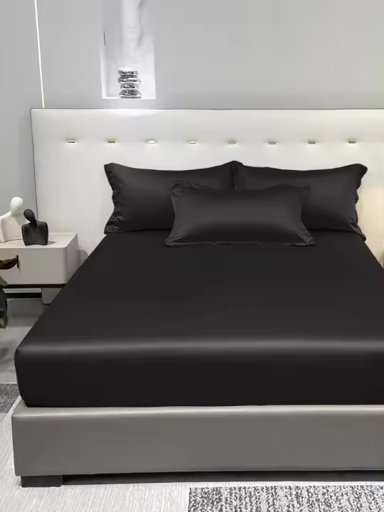 Edredón De Seda Negra Sólida Para Todas Las Estaciones Para Hombres Y Mujeres Estilo Simple Y Moda Para Dormitorio Y Hotel - 1