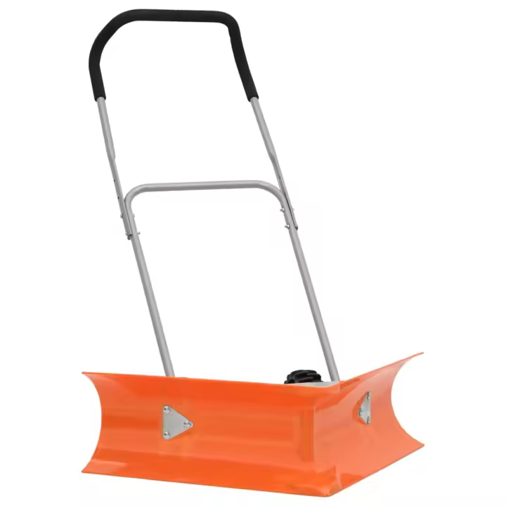 vidaXL Pala quitanieves de doble ángulo mango extensible acero naranja 77 cm - 1
