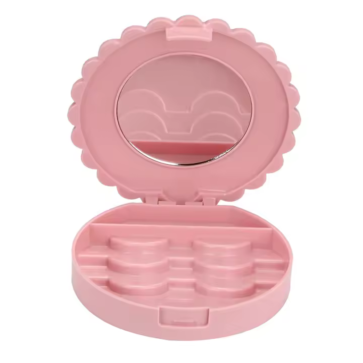Organizador De Maquillaje Portátil Caja De Cosméticos Con Espejo Acrílico Bonito Con Lazo Falso Cílios Almacenamiento Para Viaje Accesorios De Hogar - 1