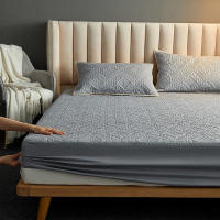 Sábana Impermeable Con Cinturones Elásticos Tamaño Queen/King Color Sólido Protector De Matrícula Para Cama Doble - details 1