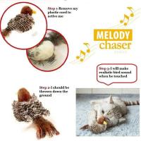 Juguete Interactivo Para Gatos Pájaro Eléctrico Con Peluche Y Plumas Simulación De Pájaro Con Sonido De Cickping Para Divertir a Los Gatos Y Gatitos - details 2