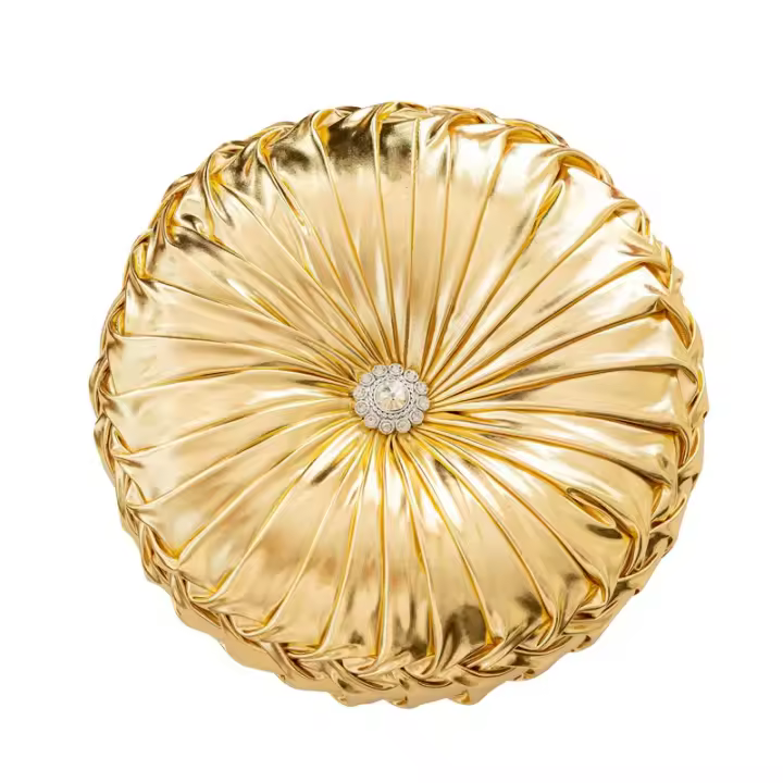 Cojín redondo de tela brillante con forma de rueda para sofá, cojín para mesita de noche, cojín para ventana salediza, cojín de calabaza - 1