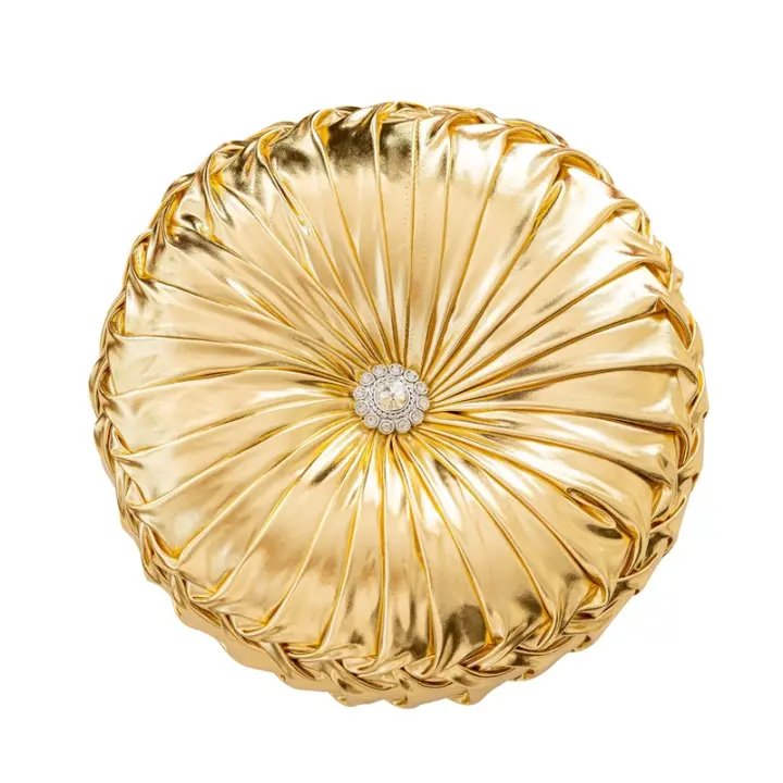 Cojín redondo de tela brillante con forma de rueda para sofá, cojín para mesita de noche, cojín para ventana salediza, cojín de calabaza - 1