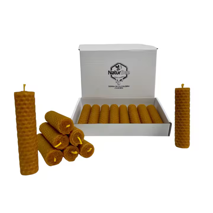 Velas de Miel de Abeja Natural Velas de Cera de Abeja (Pack de 8 Velas,10 cm x 2,4cm) SIN PARAFINA 100% Artesanal,Origen ESPAÑA en la Sierra de La Culebra y Sanabria (Zamora) - 1