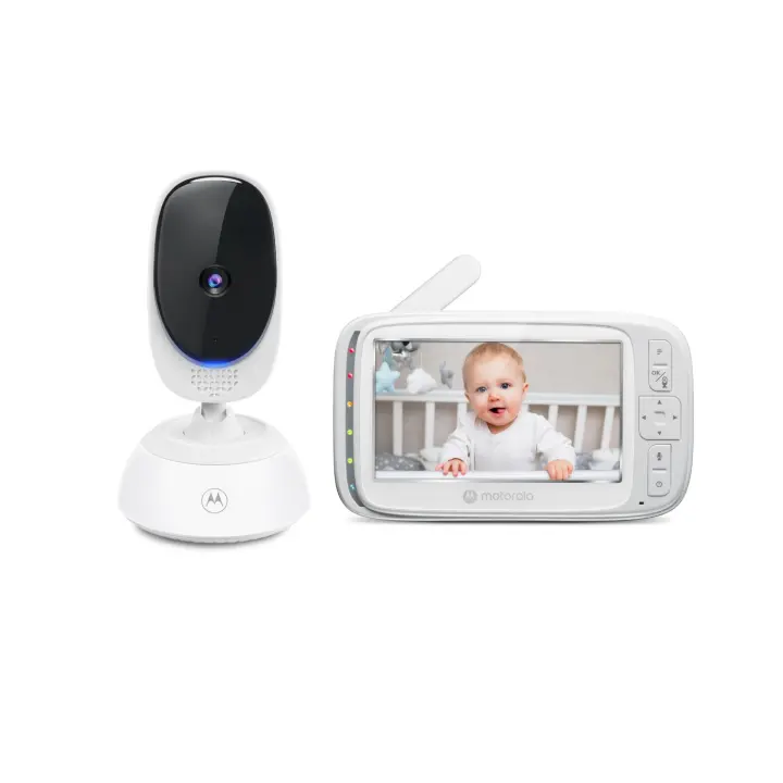 Motorola Nursery VM75 Camara Vigilancia Bebe - Vigilabebes con Unidad de Padres de 5 Pulgadas - Cámara de Bebé con Visión Nocturna, Zoom Digital, Comunicación Bidireccional y Canciones de Cuna - 1