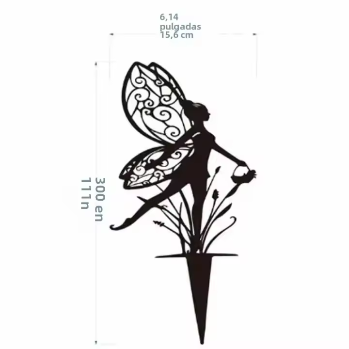 Estatua De Hada Floral Para Patio Decoración De Jardín Al Aire Libre Metal Hierro Para Césped Artesanía Exterior - 1