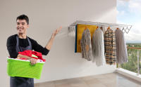 MARCTANI Tendedero Extensible Pared Acero Inoxidable - Tendederos Plegables Ahorra Espacio Interior o Exteriror - Tendal Plegable con 5 Barras 24 Pinzas - Tenderete de Ropa Fácil Instalación (100 CM) - details 0
