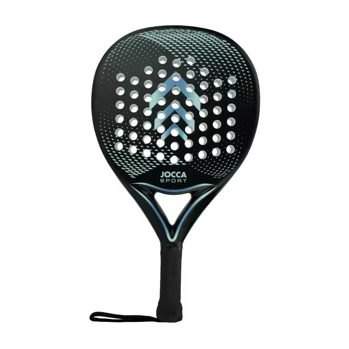 Raqueta de pádel Jocca para jugadores adultos medios o de iniciación con marco de fibra de vidrio y espuma EVA para aportar estabilidad y fijeza disponible en color negro y azul - 1