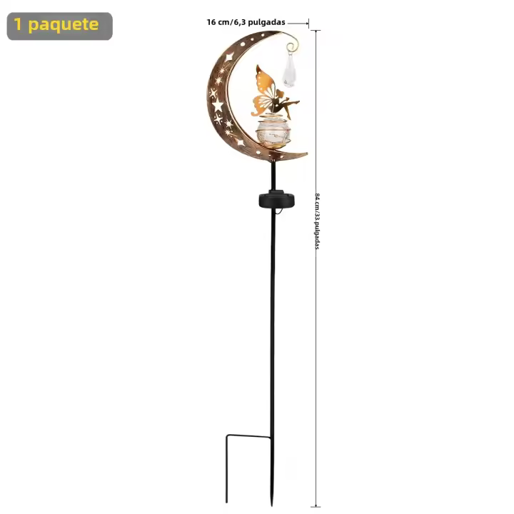 Lámpara De Jardín Solar Con Ángel Y Vaso De Vidrio Grieta Decorativo Luz De Camino Solar Fuente De Energía LED Protección IP65 - 1