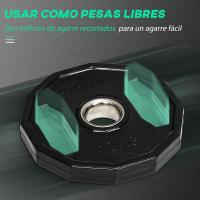 SPORTNOW Juego de 2 Discos de Pesas Olímpicas 5 kg/10 kg Hierro Fundido Placas de Pesas con Orificio de 5 cm para Entrenamiento Fitness en Gimnasio Casa Negro - details 4