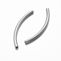 10pcs Tubos De Macarón Curvado De Acero Inoxidable Con Agujero De 2.8mm Tono Plateado Para Fabricación De Joyas Pulseras Collares Sin Desvanecimiento - details 3