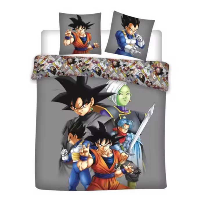 Funda Nórdica Aymax Reversible Dragon Ball Goku Para Cama de Matrimonio hasta 150cm ancho Algodón 100%, Medida 240x220 cm, más 2 Funda Cojín 65x65cm - 1