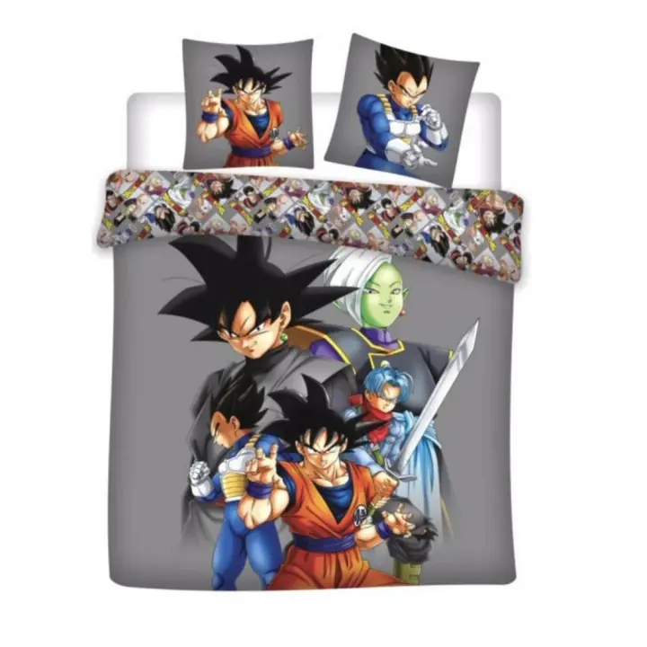 Funda Nórdica Aymax Reversible Dragon Ball Goku Para Cama de Matrimonio hasta 150cm ancho Algodón 100%, Medida 240x220 cm, más 2 Funda Cojín 65x65cm - 1