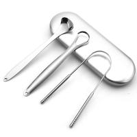 Limpia Lenguas De Acero Inoxidable 3/4 Piezas Herramienta De Limpieza Oral Reciclable Para Frescura De La Boca Con Caja De Viaje - details 5