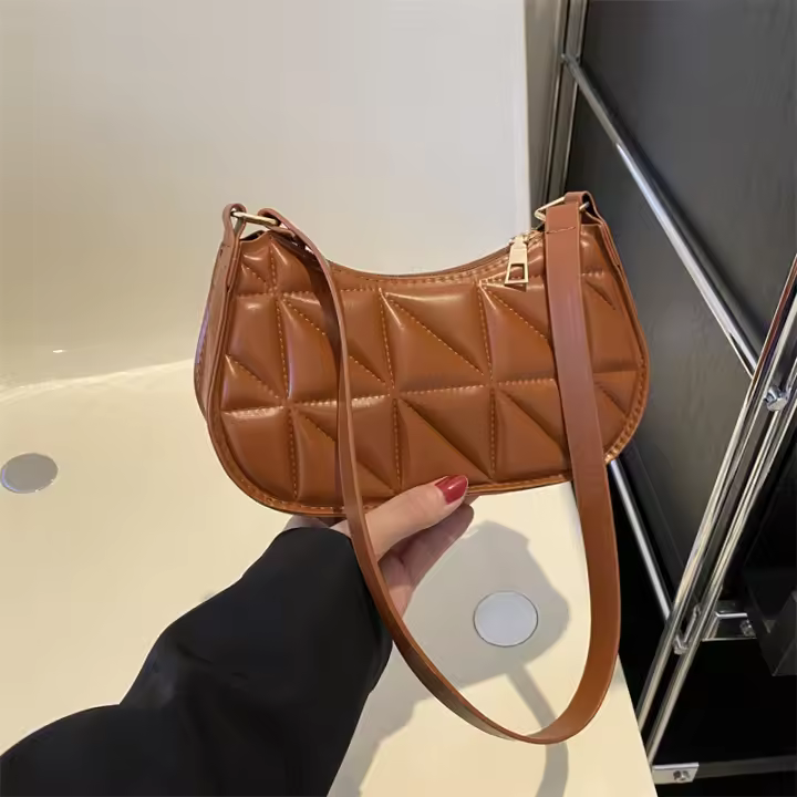 Bolso De Hombro Para Mujer En Cuero Sólido Retro Casual Bolso De Compras Con Cierre De Cremallera Bolsa De Mano Fashion - 1
