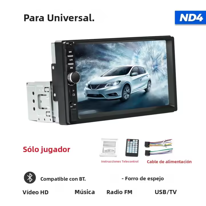 Reproductor Multimedia Para Coche 7 Pulgadas Universal FM Radio Stereo Soporte Espejo Lin-K BT Pantalla HD USB TF 2 Din 1din - 1