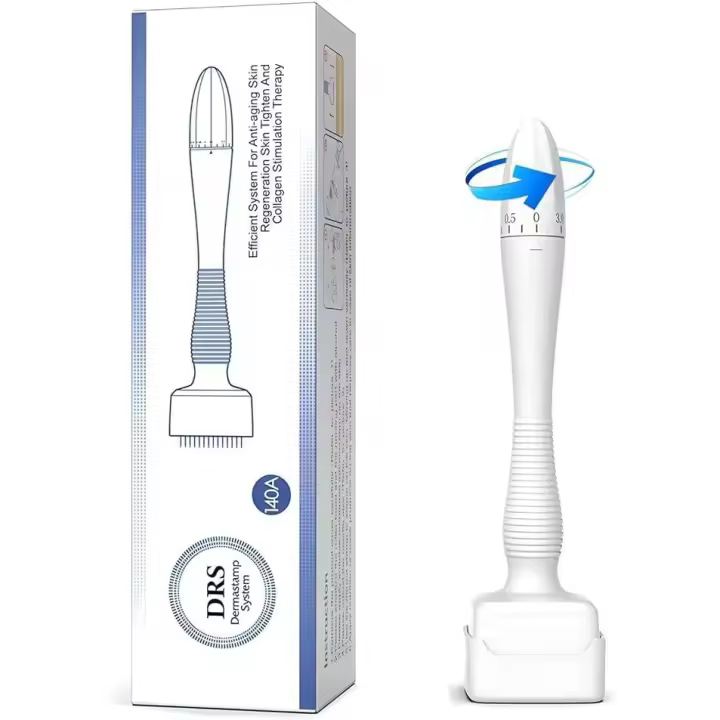 Derma Stamp 0-3mm Ajustable para Mujeres y Hombres - 140 Microagujas Dermaroller para el Cuero Cabelludo Facial y Físico - 1