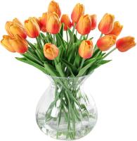 10 PCs Tulipán, Toque Real, 33 cm de Largo, Flores Artificiales Decorativas para Ramos de Boda, Hogar, Hotel, Jardín, Actividades de Navidad, Juguetes, Telas, Naranja - details 0