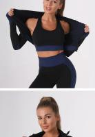 Traje de Yoga transpirable sin costuras para mujer, ropa de Fitness de verano, conjunto de tres piezas de secado ajustado, zapatos deportivos, accesorios de ropa - details 11