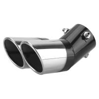 Decoración De Coche Tubo De Escape Cromado Universal Estilo De Automóvil Con Doble Salida Curva Acero Inoxidable Para Toyota Honda Nissan Y Más - details 6