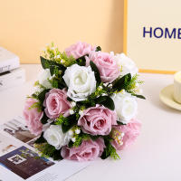 Bola De Flores Artificiales 1PC Base De Plástico Verde Tela De Seda Para Centros De Mesa De Bodas Decoraciones De Fiesta - details 9