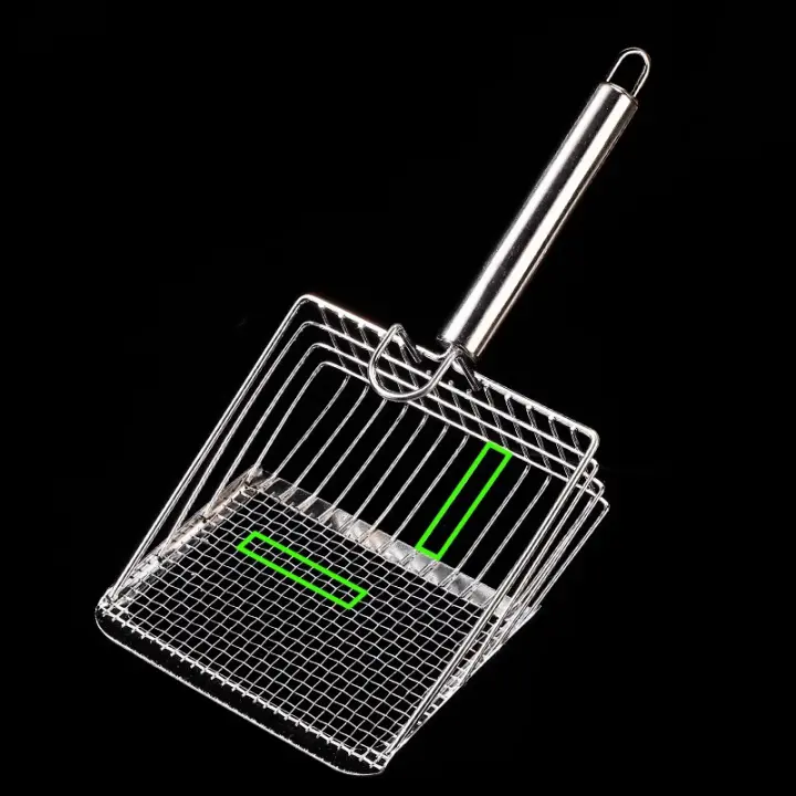 Shovel De Basura Para Gatos De Acero Inoxidable Con Mango De Madera Fácil De Lavar Resistente Al Rusticidad Herramienta De Limpieza Del Lodo Para Gatos Apto Para Gatitos - 1