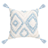 Funda De Cojín Rectangular Azul Con Patrón Geométrico Y Lazos Para Decoración Del Sofá Y La Habitación 100% Poliéster Lavable - details 16