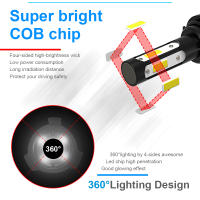 2pcs Luces LED Para Coche 4 Lados 9005/HB3 9006/HB4 H4 H7 H11 H13 9004 9007 Blanco 6000K Azul Hielo 8000K 26000LM 360 Ángulo De Haz - details 8