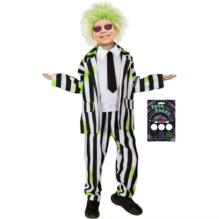 Disfraz de adulto a rayas blancas y negras para hombre, traje de talla grande, disfraz de Halloween - 1
